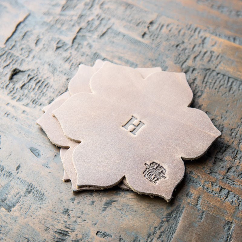 The Magnolia Flower Personalized Fine Leather Coaster Set of 4 Coasters - Shoporiaz