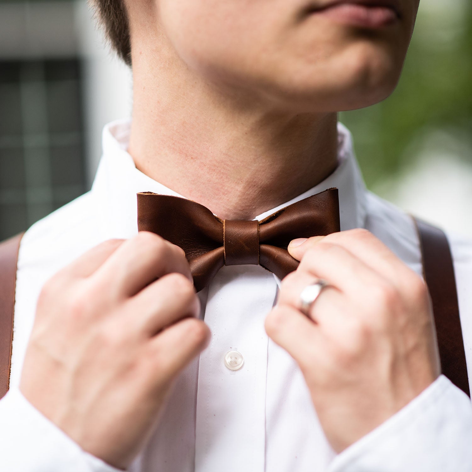 The Mr. Baker Fine Leather Bow Tie Bowtie - Shoporiaz