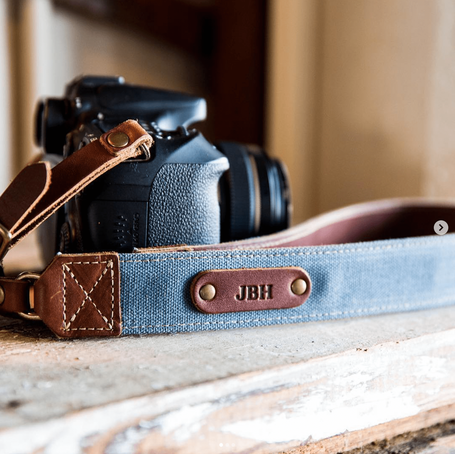 The Nomad Personalized Fine Leather & Canvas Camera Strap - Shoporiaz