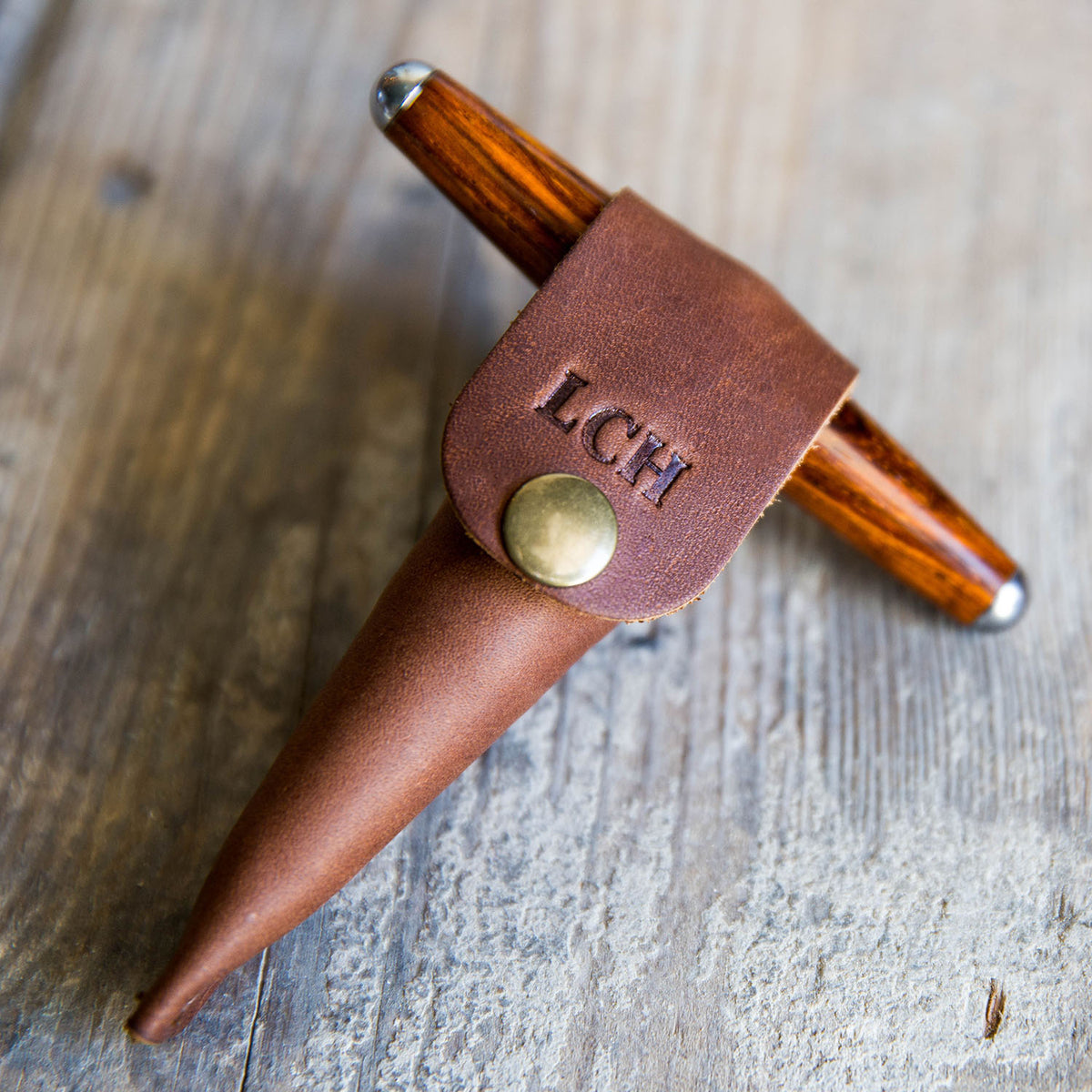 The Vino Personalized Hand Turned Wine Bottle Stopper Corkscrew & Leather Sleeve