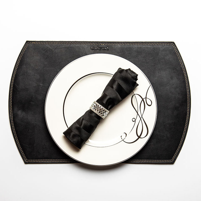 Straight Edged Oval Personalized Fine Leather Placemat