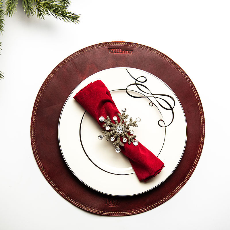 Circle Personalized Fine Leather Placemat