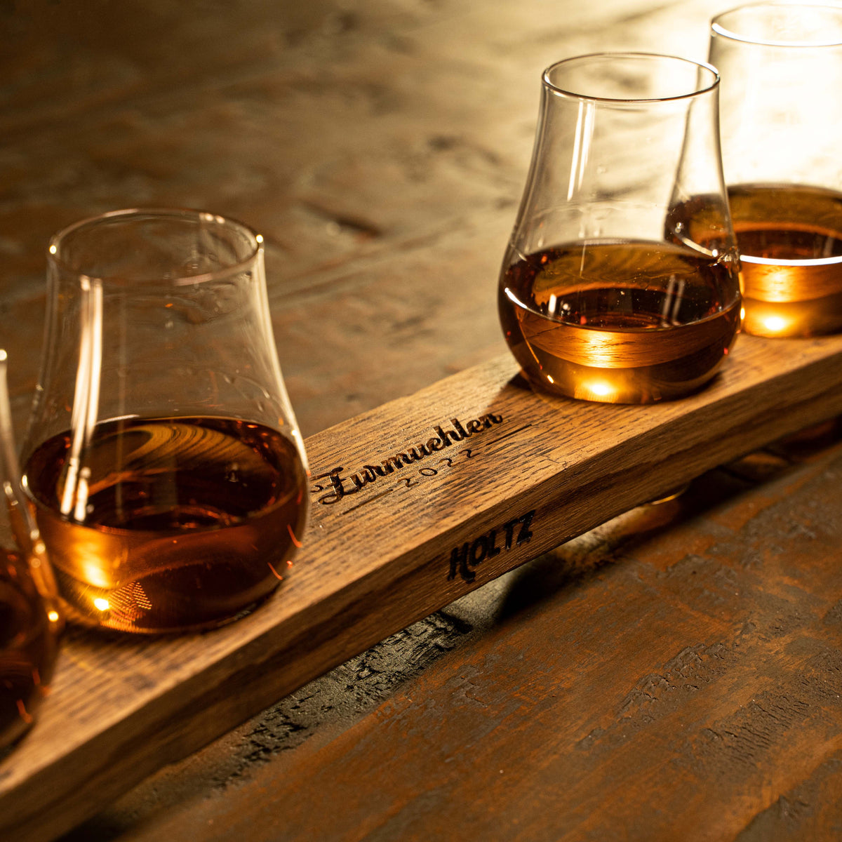 Personalized Whiskey Flight from Tennessee Whiskey Barrel Stave Barware