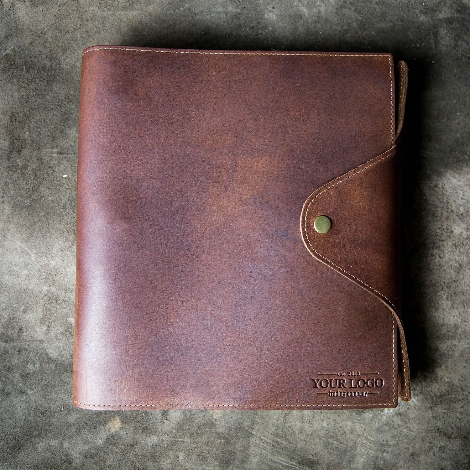 Your Logo + Our Leather - The Langley Fine Leather 3 Ring Binder Notebook Photo Album - Custom Logo and Corporate Gifting - Shoporiaz